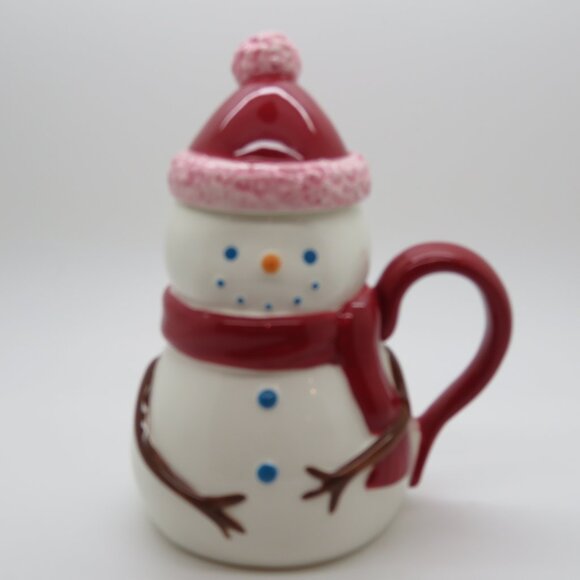 Christmas 12 oz Ceramic Snowman Tea Coffee Mug Cup Starbucks Holiday 2006 Lid - Picture 16 of 16